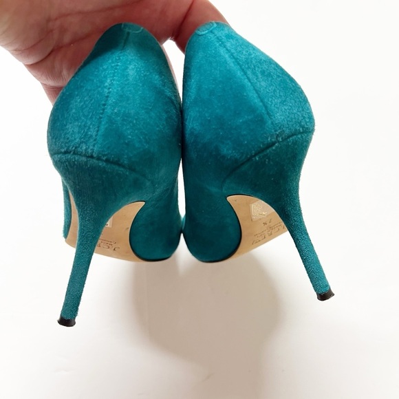 J Crew Womens Emerald Green Elise Suede Leather Pointed Toe Heels Size 7.5 - Picture 2 of 10